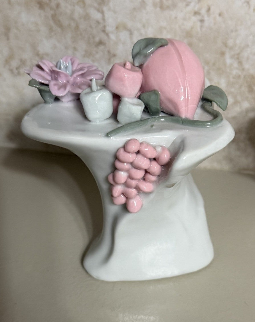Vintage Porcelain Hat Vase Planter Pair Floral Made in China