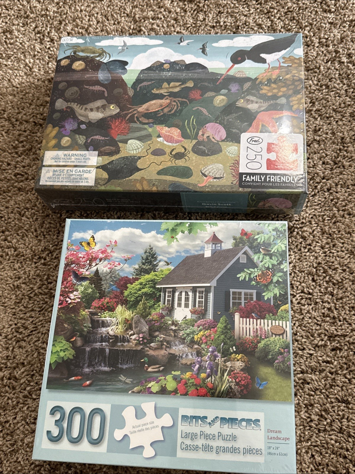 Lot of 2 New Puzzles Rock Pool 300pc Dream Landscape Bits and Pieces