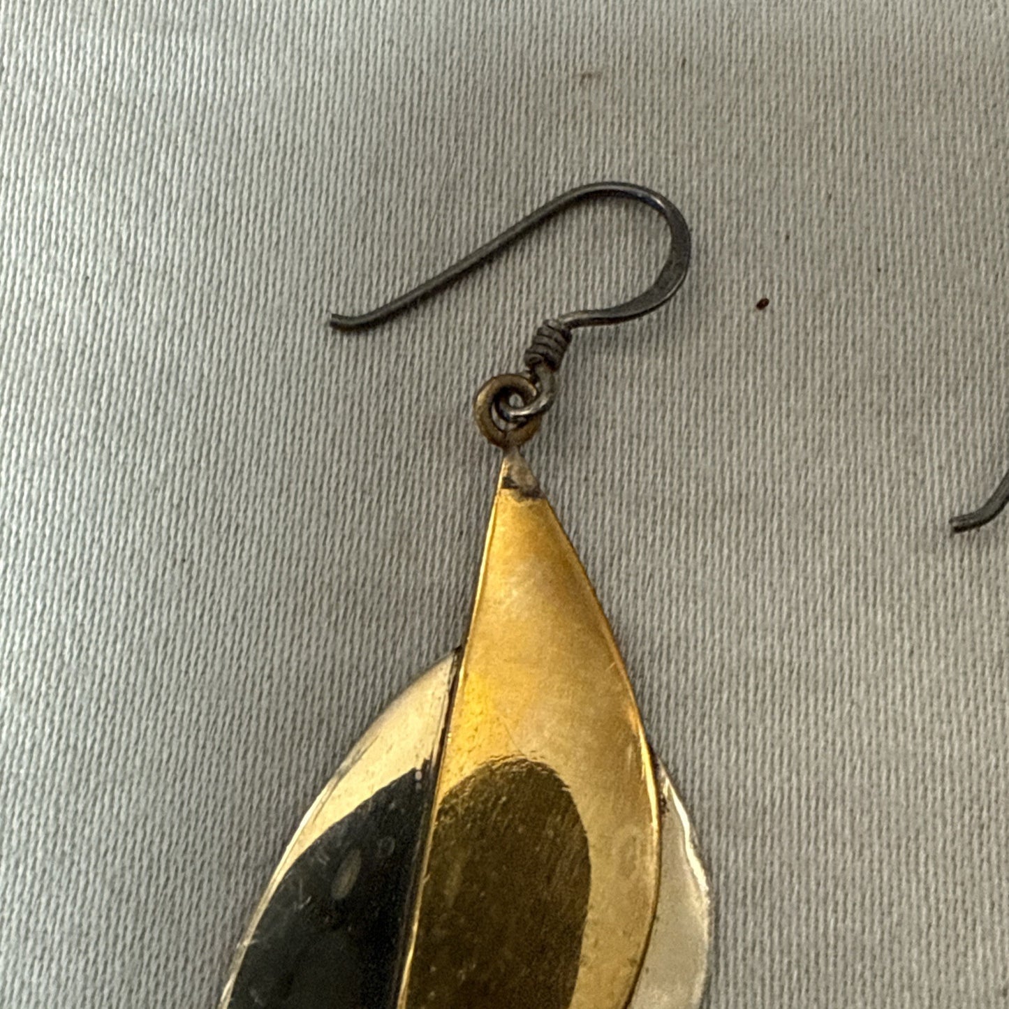 Vintage Mid Century Modern Brass Dangle Earrings 1.5" Pair