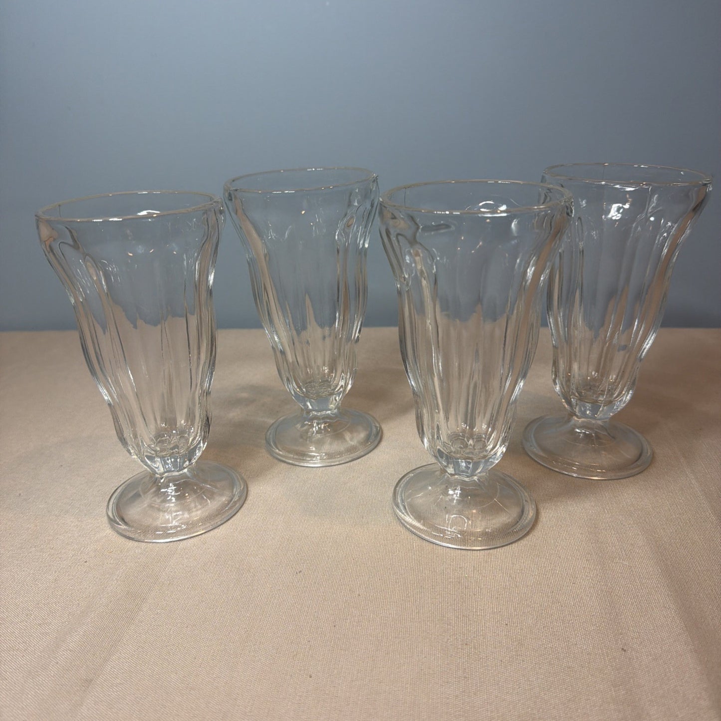 Vintage Milkshake Sundae Glasses Set of 4 Footed Ice Cream Soda Fountain Parfait