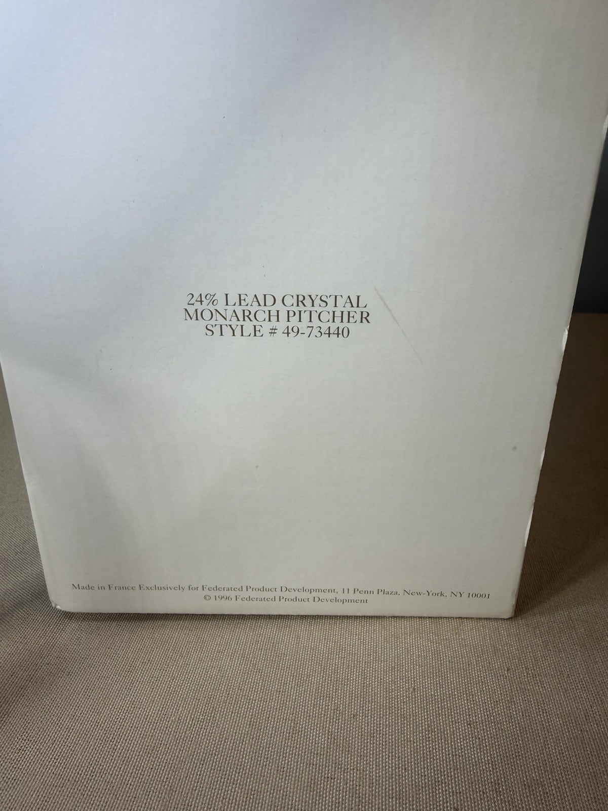 Royal Gallery of Crystal Heavy Cut Glass Beverage Pitcher 8 Inch original Box