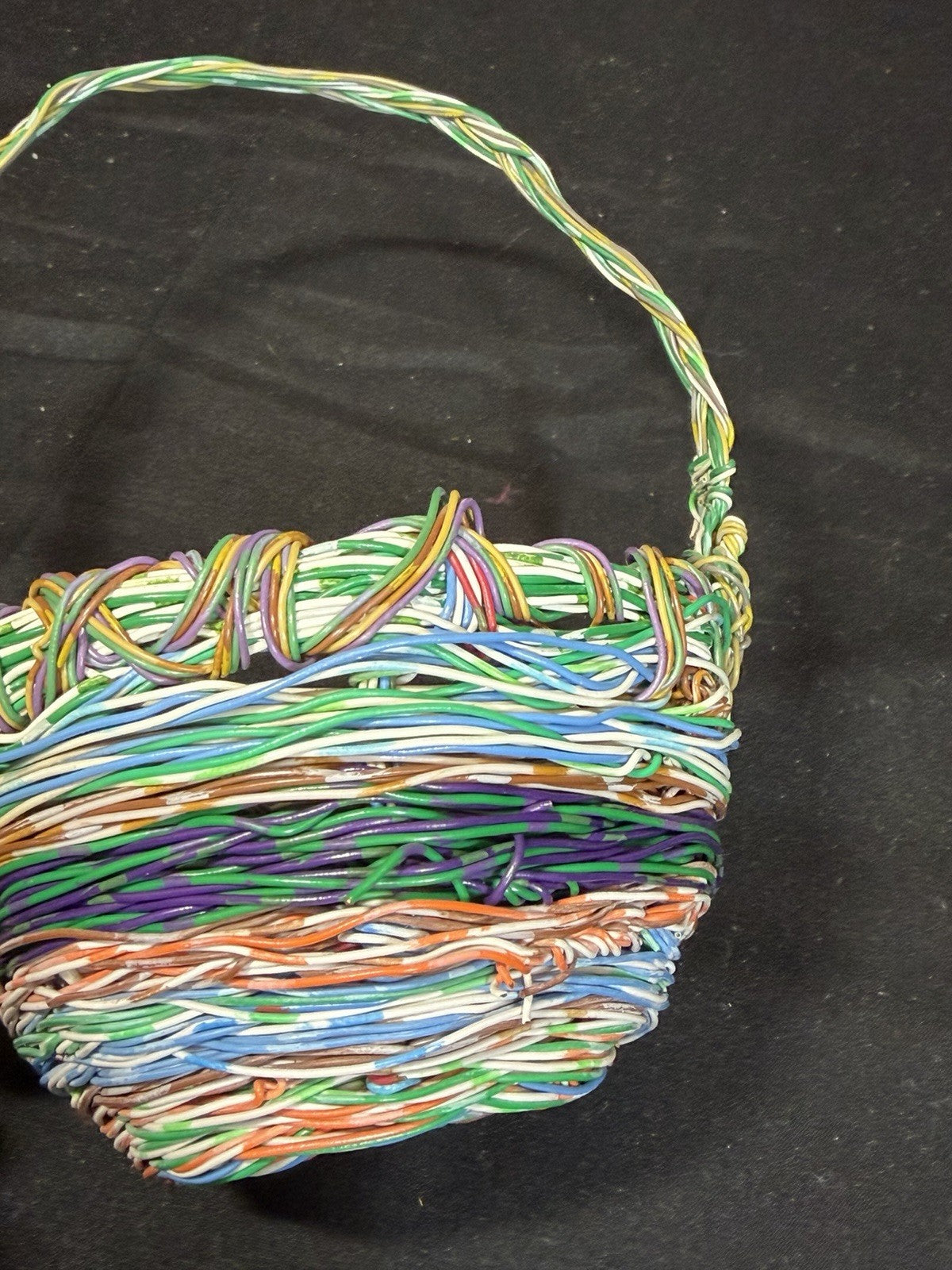 Bohemian Wire Basket Multicolor Decorative Handmade 6.5"