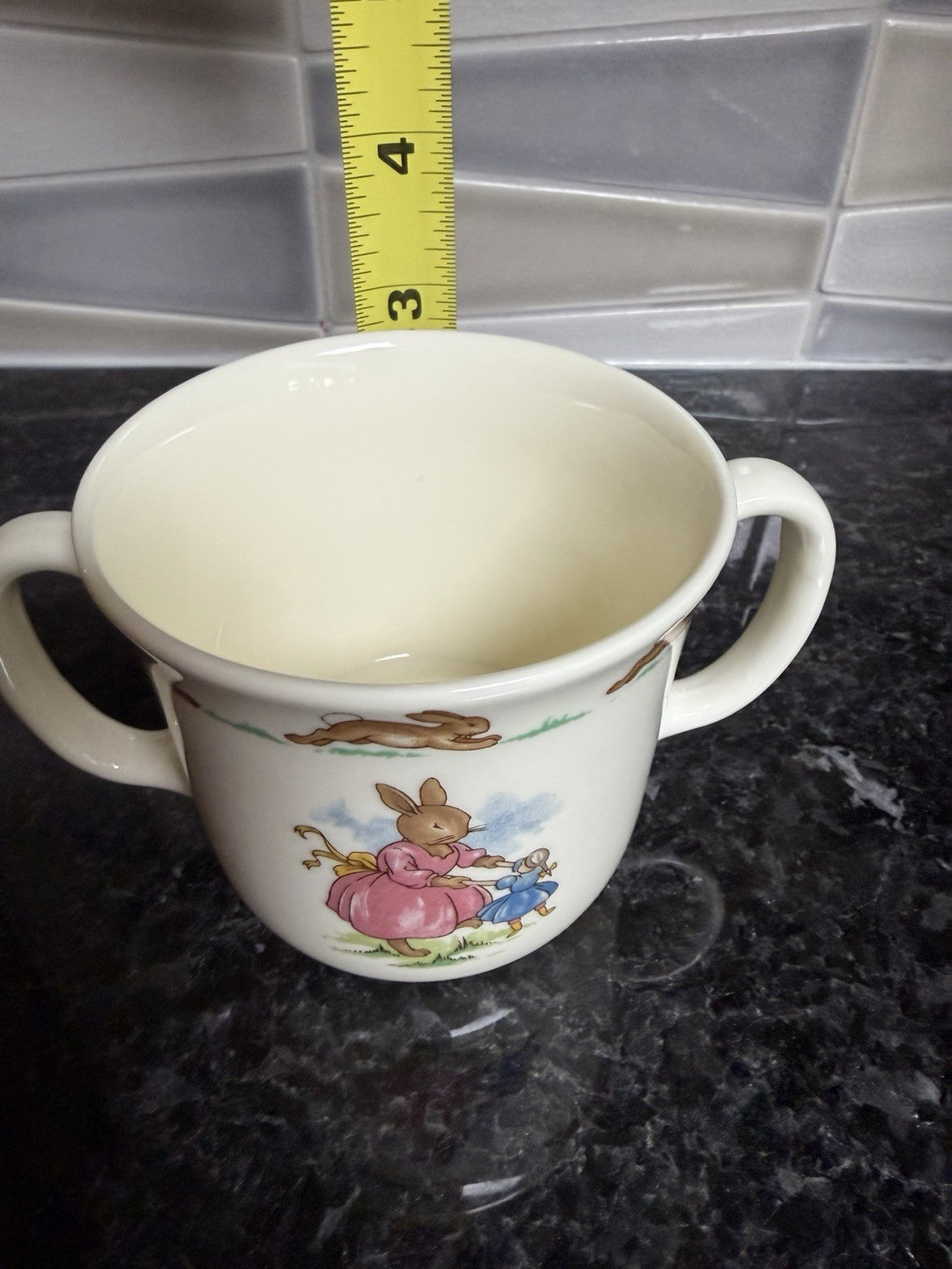 Vintage Royal Doulton Bunnykins Hug A Mug 2 Handle Child Cup Boxed England 3in