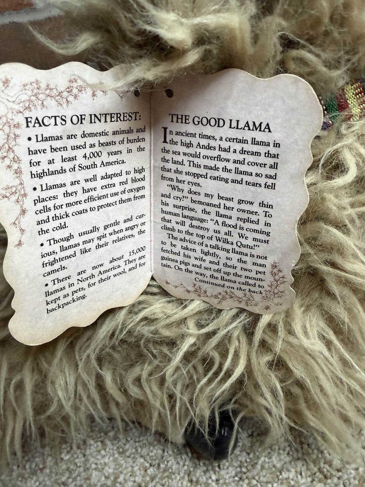 Folkmanis FolkTails Llama Hand Puppet 17" Plush Storytelling Toy Hang Tag