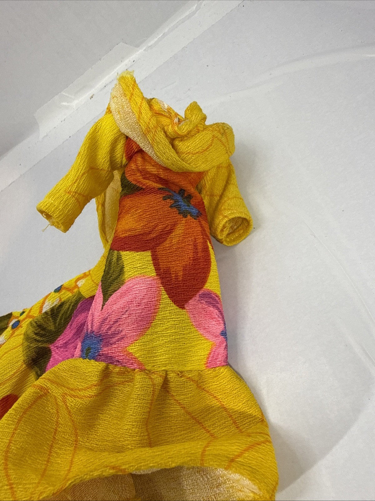 Vintage 1970s Barbie Doll Floral Yellow Housecoat Brunch Gown Outfit