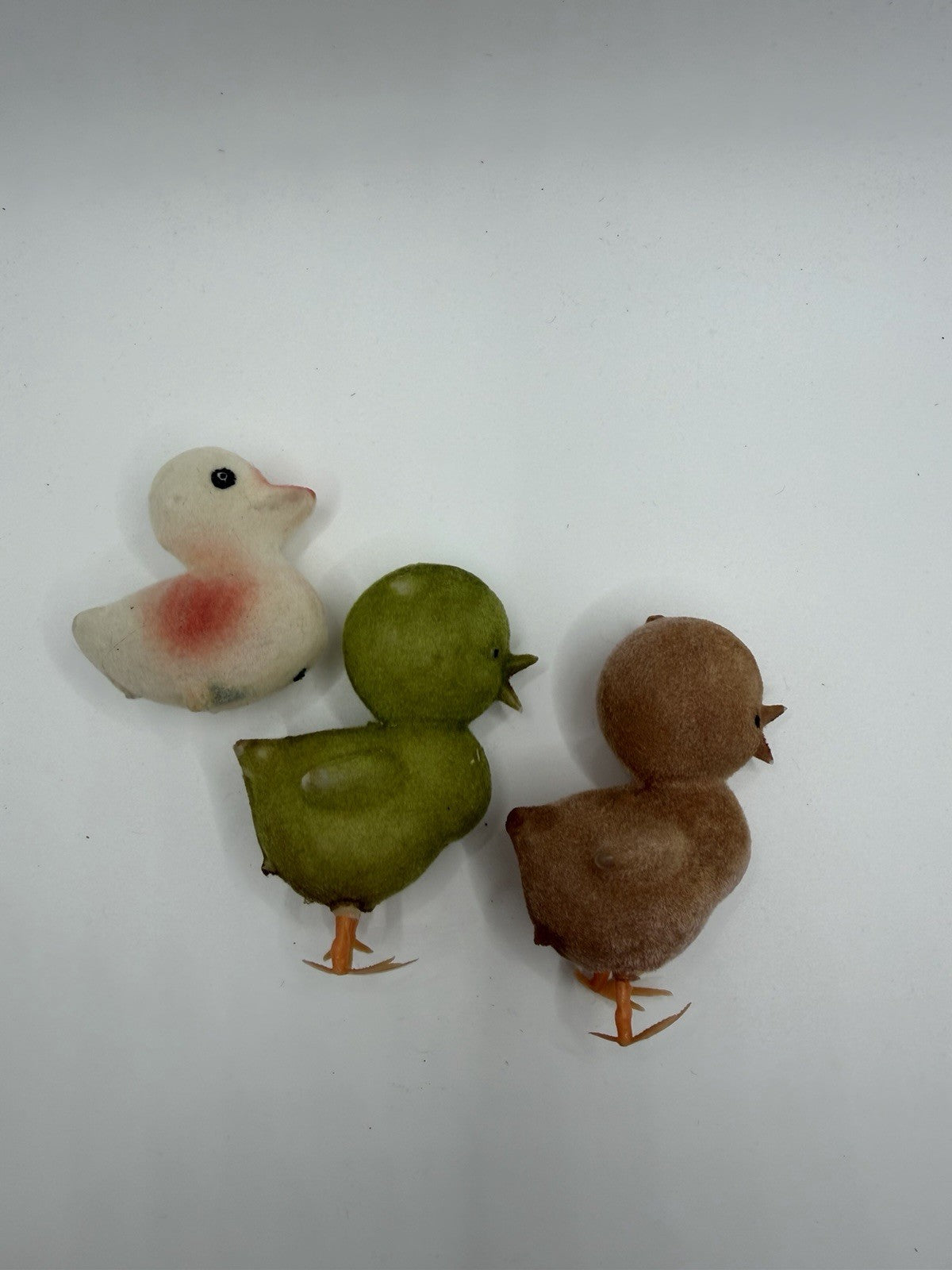 Vintage Flocked Easter Bunny Chick Mini Hat Figurines Diorama Plastic Mouse Lot