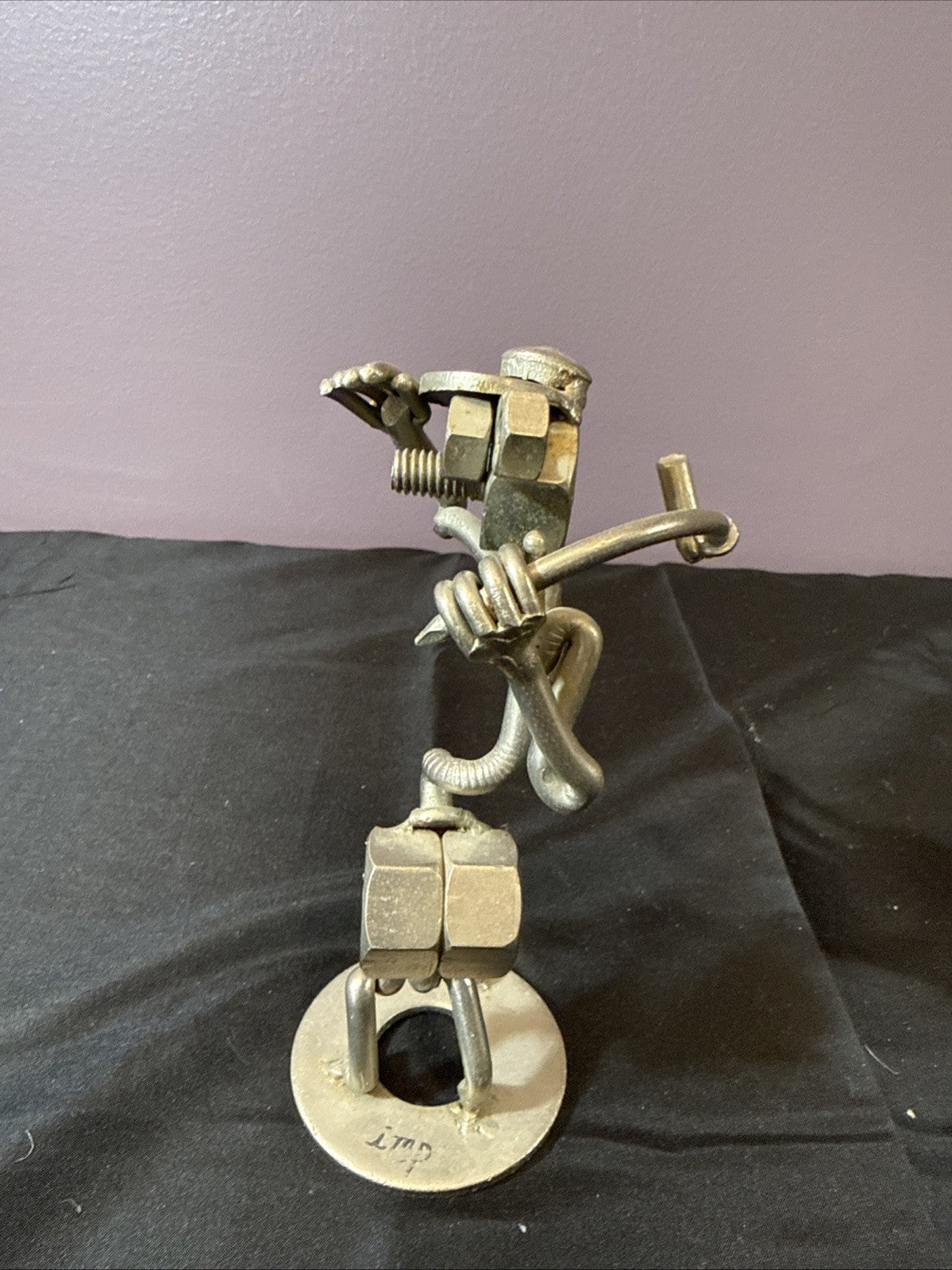 Vintage Nuts and Bolts Handmade Sculpted Metal Golfer Figurine, Set Of 2