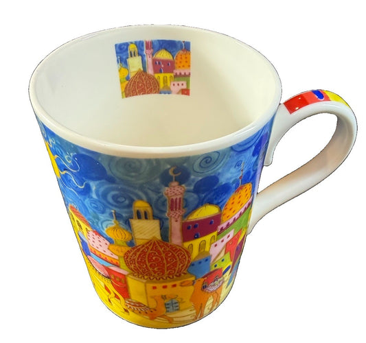 Camel Company Dubai Coffee Mug Cityscape Domes Blue Middle Eastern Souvenir Cup