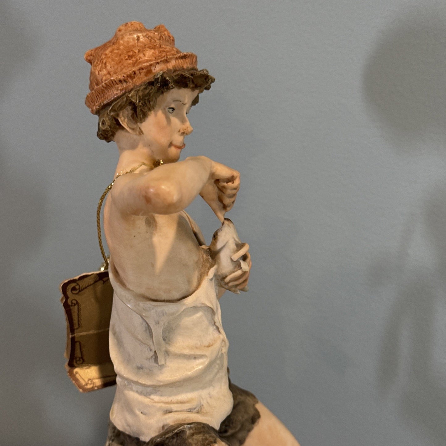 Giuseppe Armani Boy With Fish Figurine 326S Florence Italy COA Vintage
