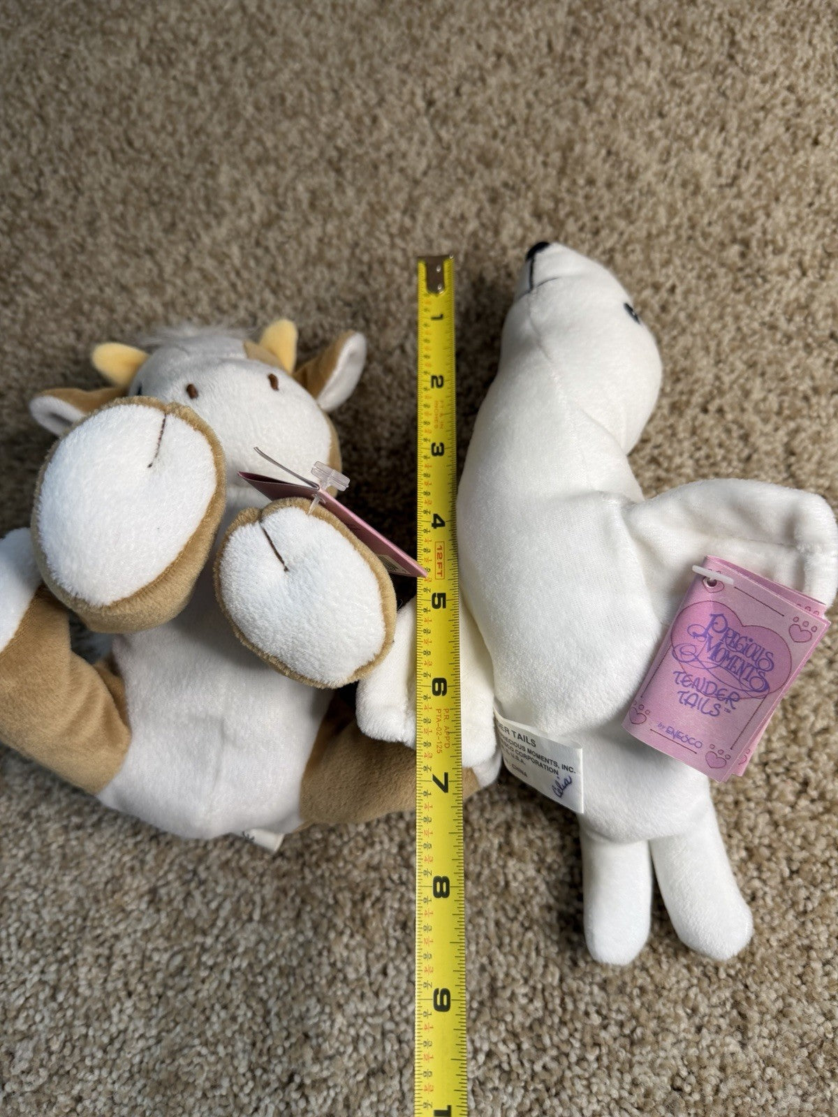 Precious Moments Tender Tails Cow Harp Seal Plush Bean Bag Animals Lot of 2