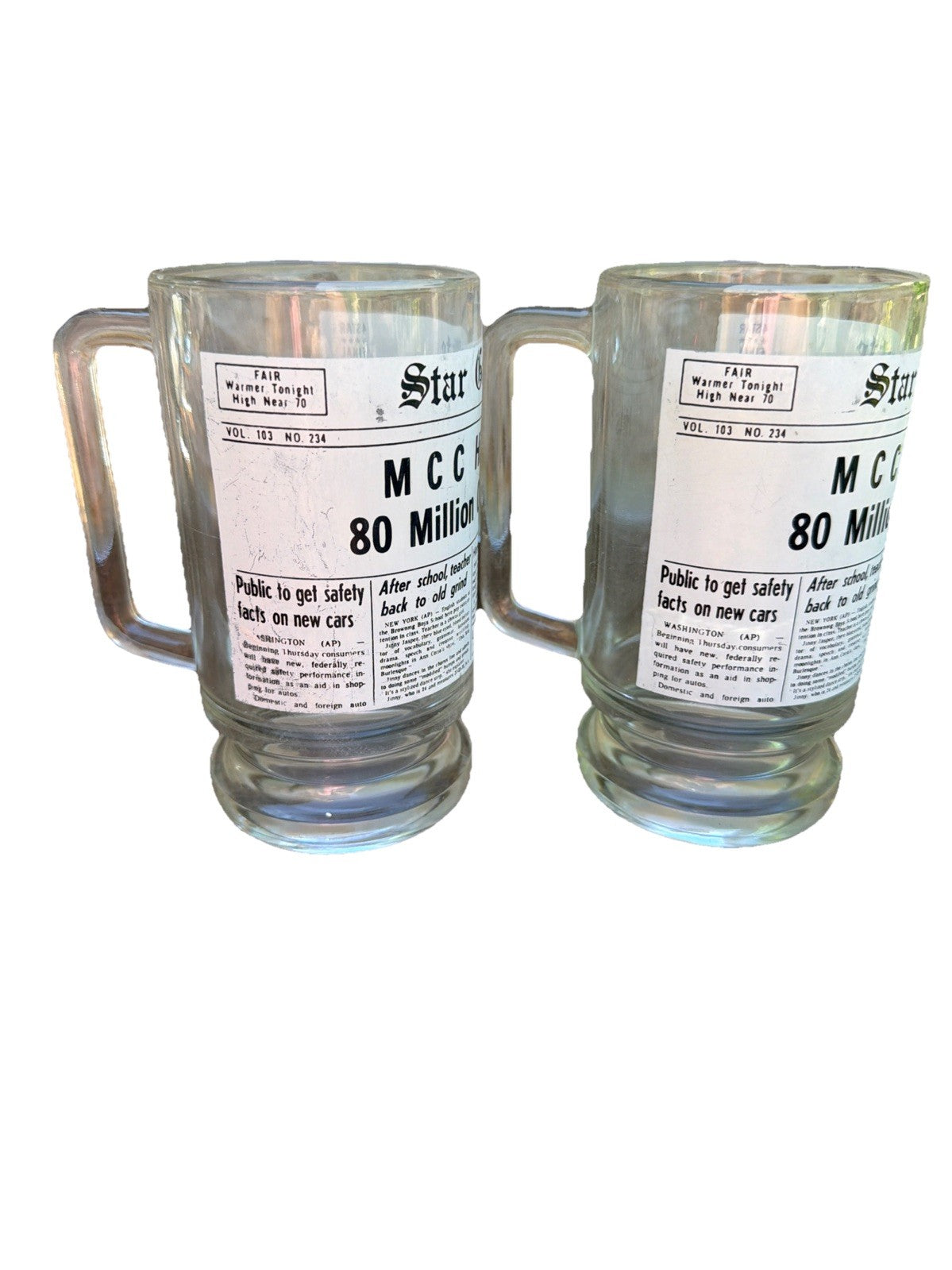 Vintage Star Gazette Heavy Glass Mug Set MCC Hits First 80 Million Lot 2