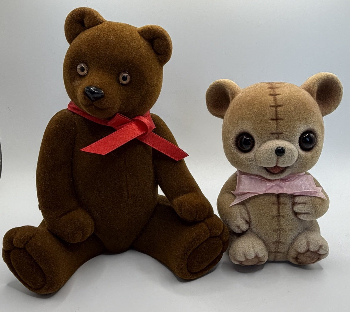 Vintage Possible Dreams Dept 56 Flocked Teddy Bear Coin Bank Figurine Lot of 2