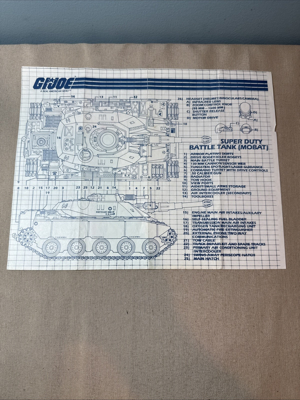 Vintage GI Joe ARAH 5 Blueprint Instruction Sheets MOBAT STUN FLAK MMS SKIMOBILE