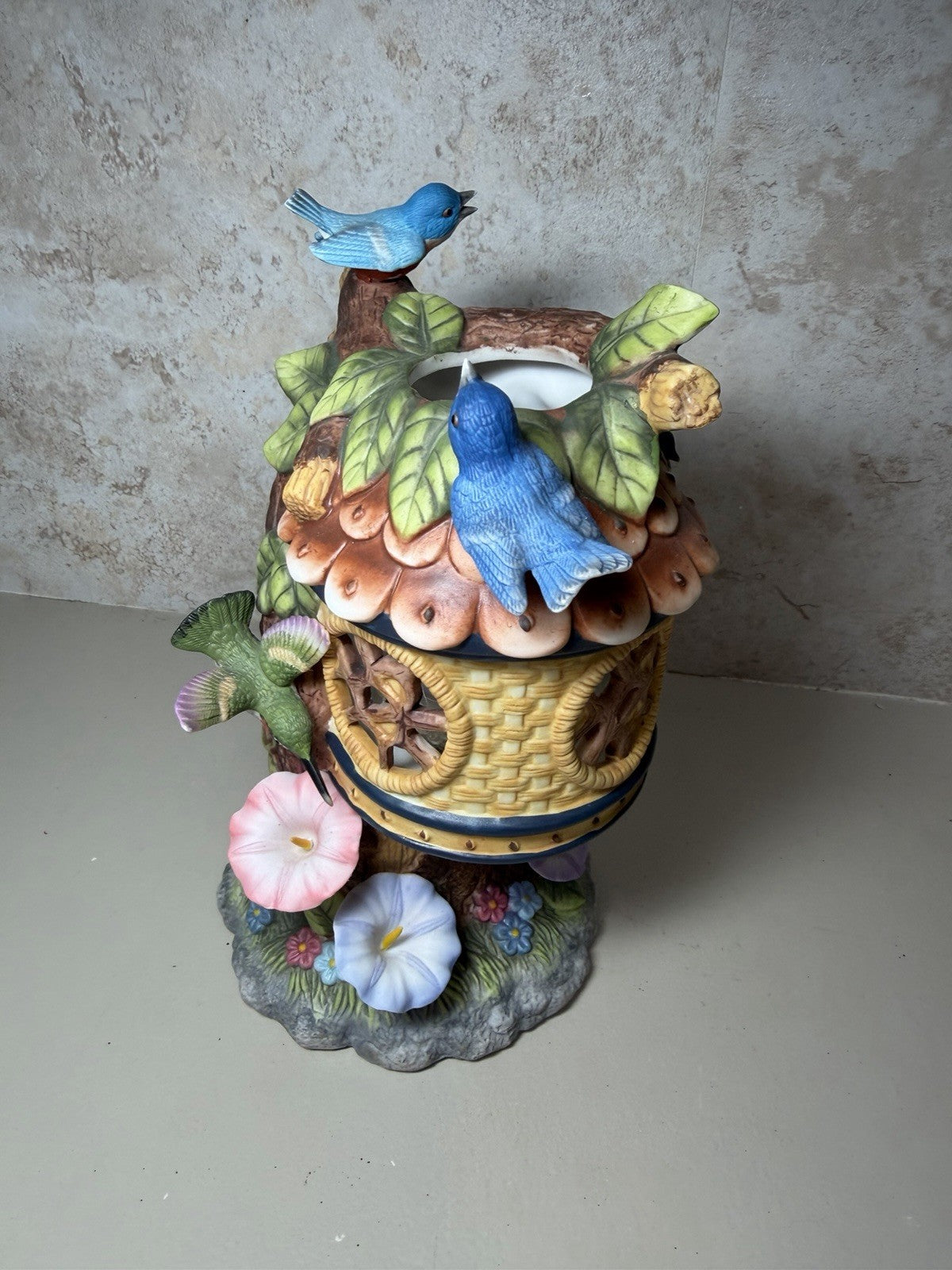 Vintage PartyLite Tree Top Inn P7320 Tealight Holder Birds Flowers New NIB Box