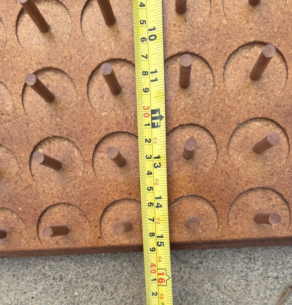 Vintage Wooden Peg Board Wall Mount 60 Spool Thread Rack Sewing Organizer Holder