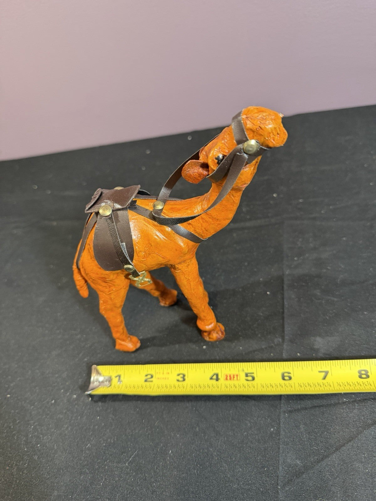 Vintage Leather Wrapped Camel Nativity Figurine Jerusalem Standing 6"