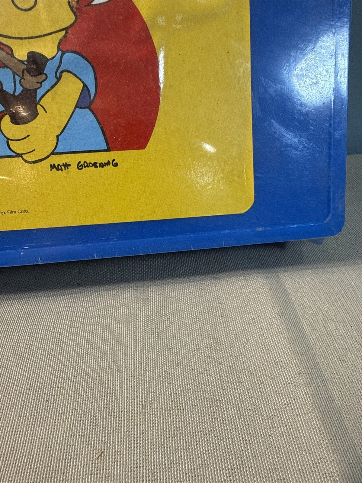 Vintage 1990 The Simpsons School Supply Box Blue Pencil Ruler Address Book Case
