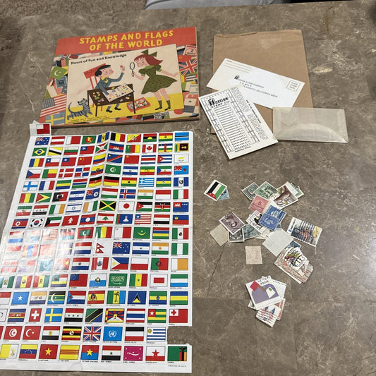 1952 Stamps and Flags of the World Stamp Book Extra Stamps Lot