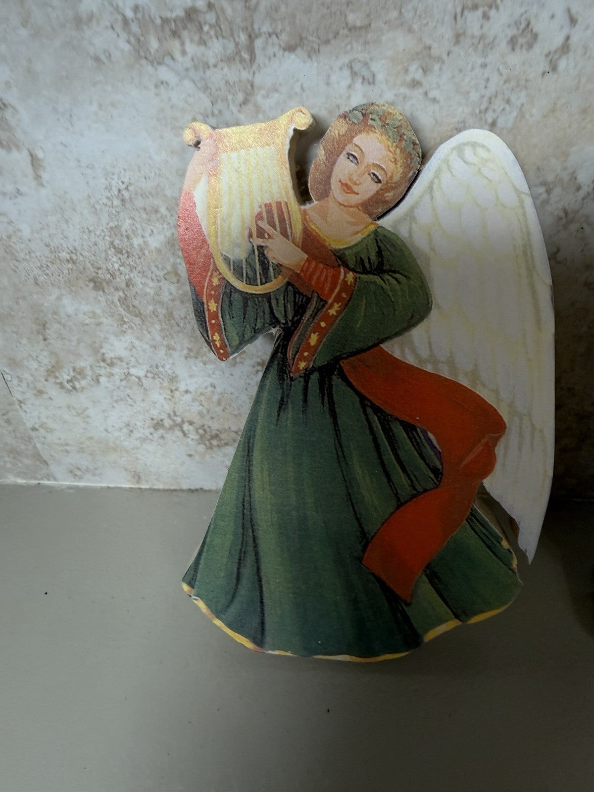 Handcrafted Wooden Angel Figurines Lot 7 Signed Folk Art Christmas Holiday Decor