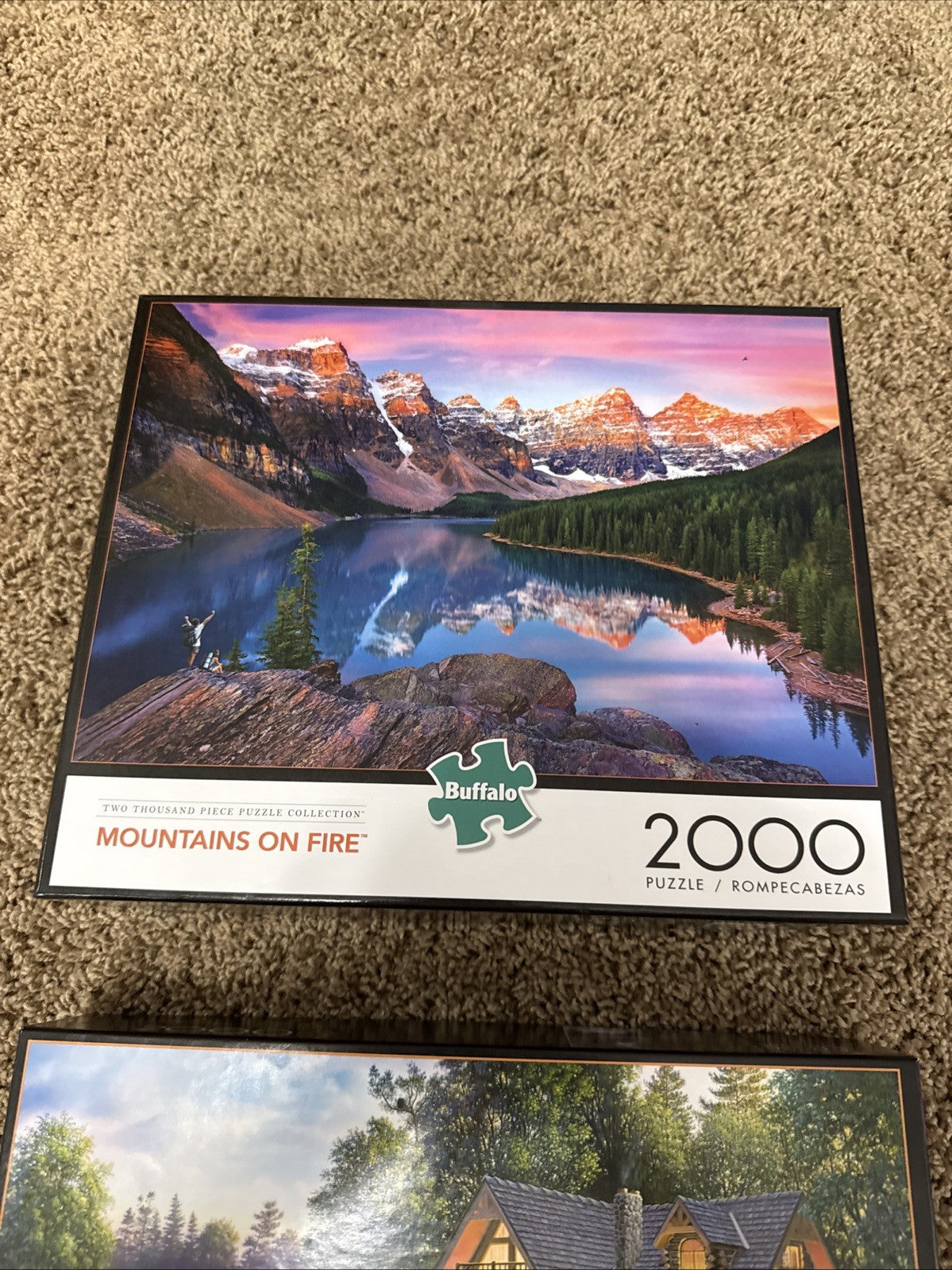 Buffalo Games 2000 Pc Puzzles Mountains on Fire Cabin Fever Kim Norlien Lot of 2