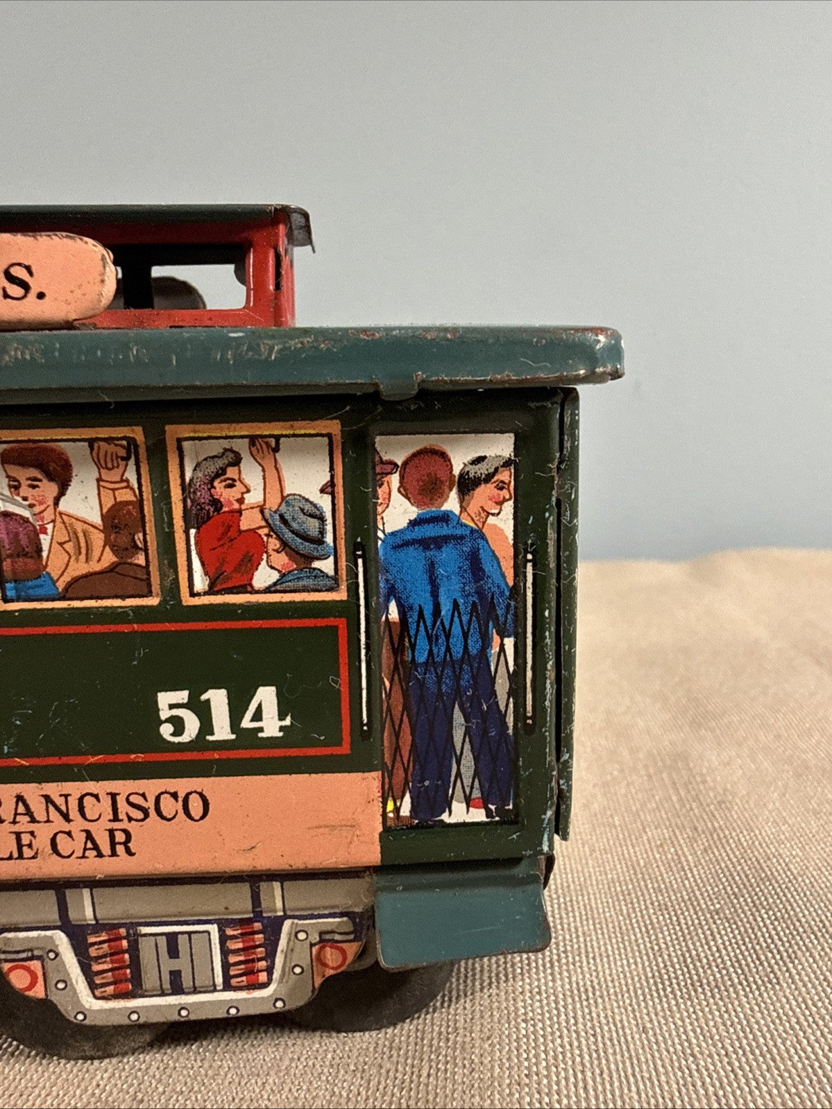 Powell & Mason st Tin Toy street cable Car San Francisco 514 Friction Toy Works