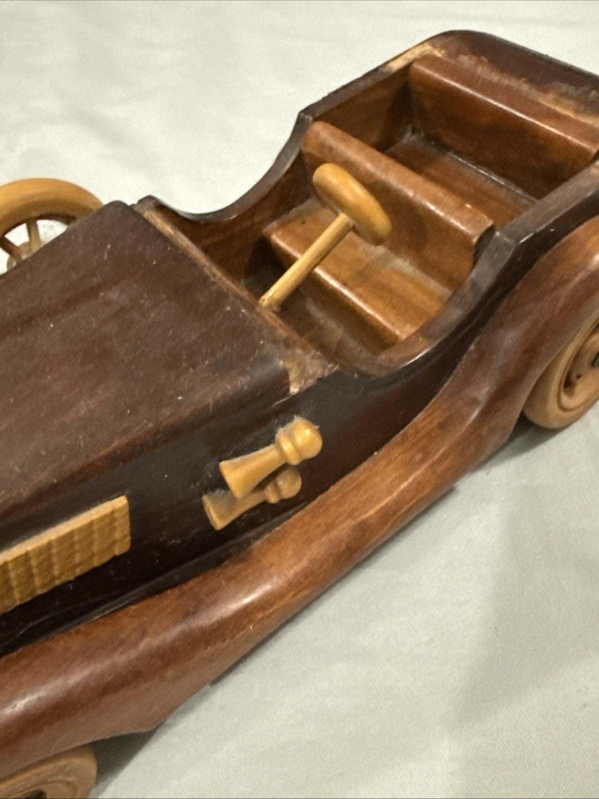 Vintage Handcrafted Wooden Car 12" Classic Handmade Display Incomplete