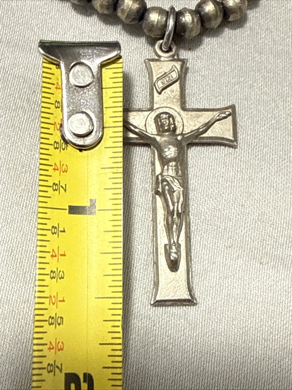 Vintage Crucifix Cross Pendant Necklace Jesus Silver Tone Religious