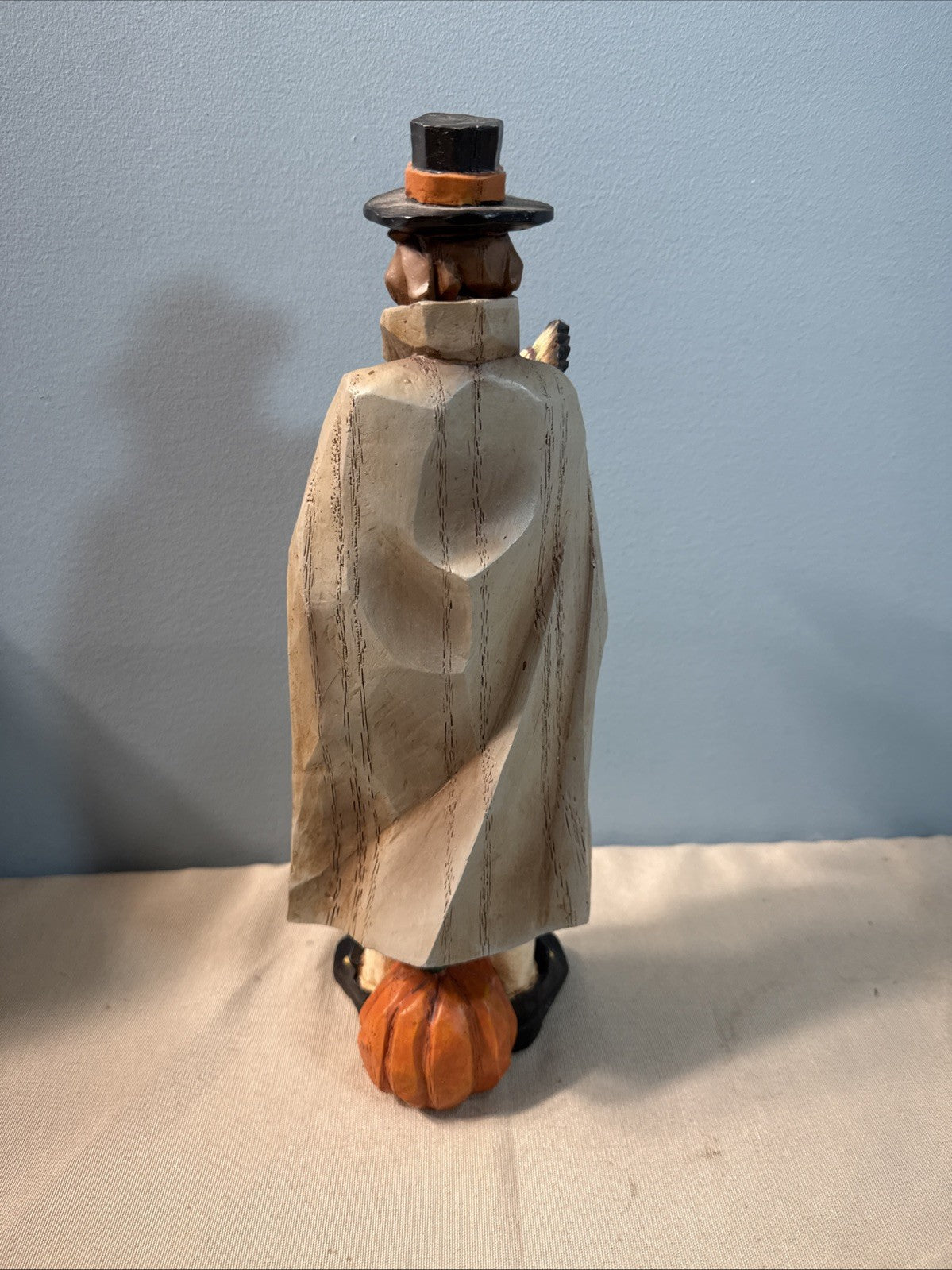 The Cracker Box Seasons Pilgrim Figurine Hand Painted Wood 13" Thanksgiving