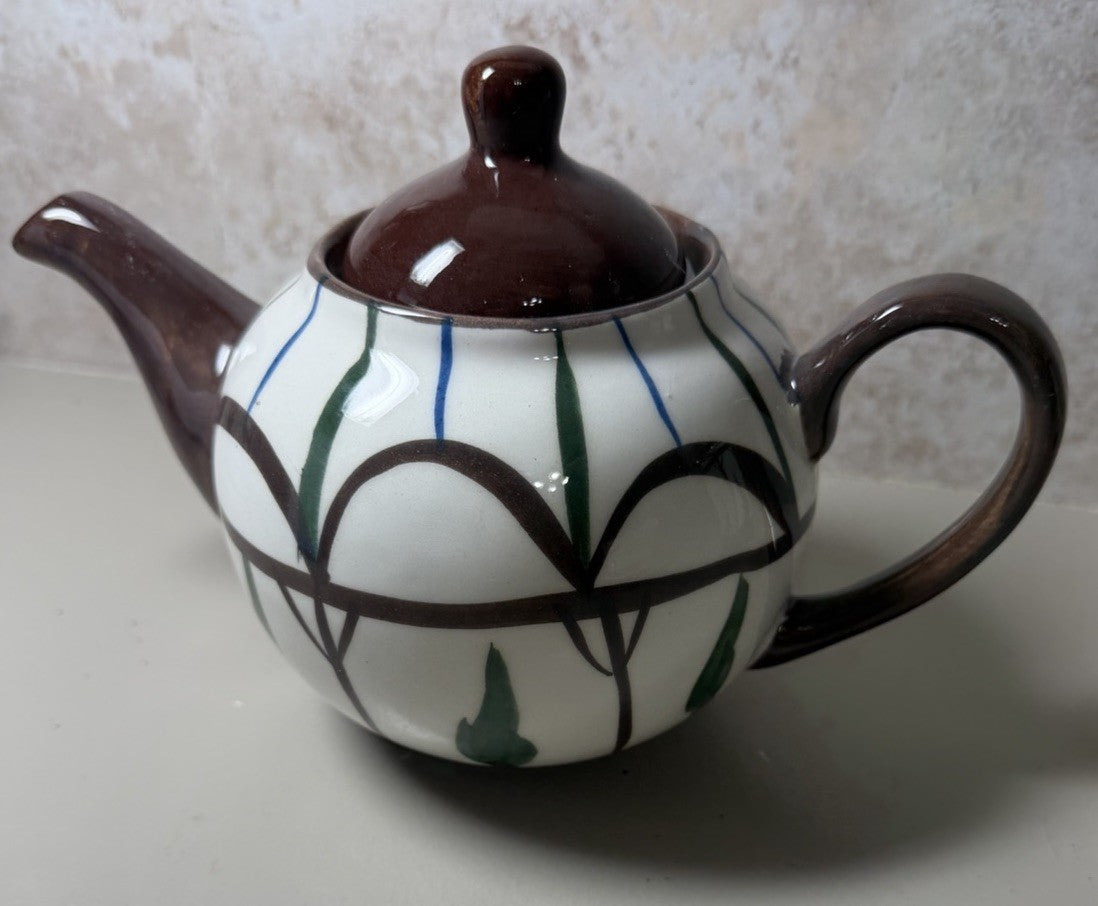 Shelbie Ceramics Turkey Teapot Canister Cup Saucer Hand Painted Pottery NIB