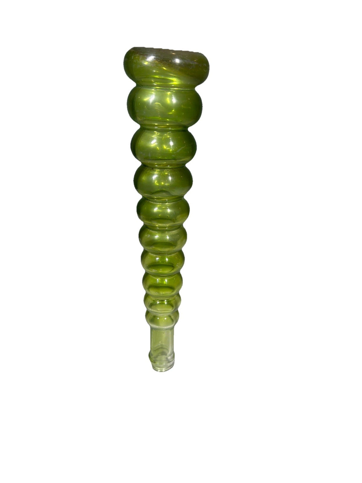 Vintage MCM Green Glass Beehive Bubble Vase 12" Mid Century