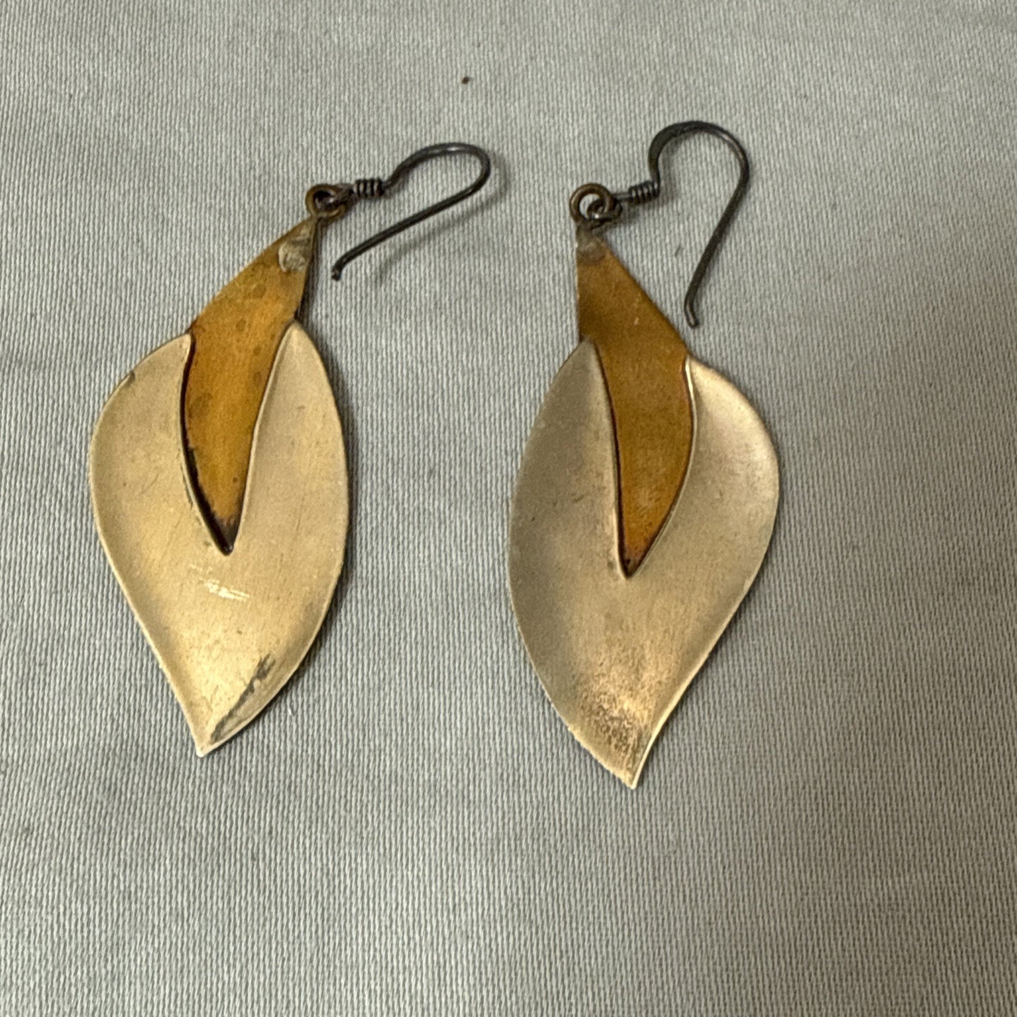 Vintage Mid Century Modern Brass Dangle Earrings 1.5" Pair