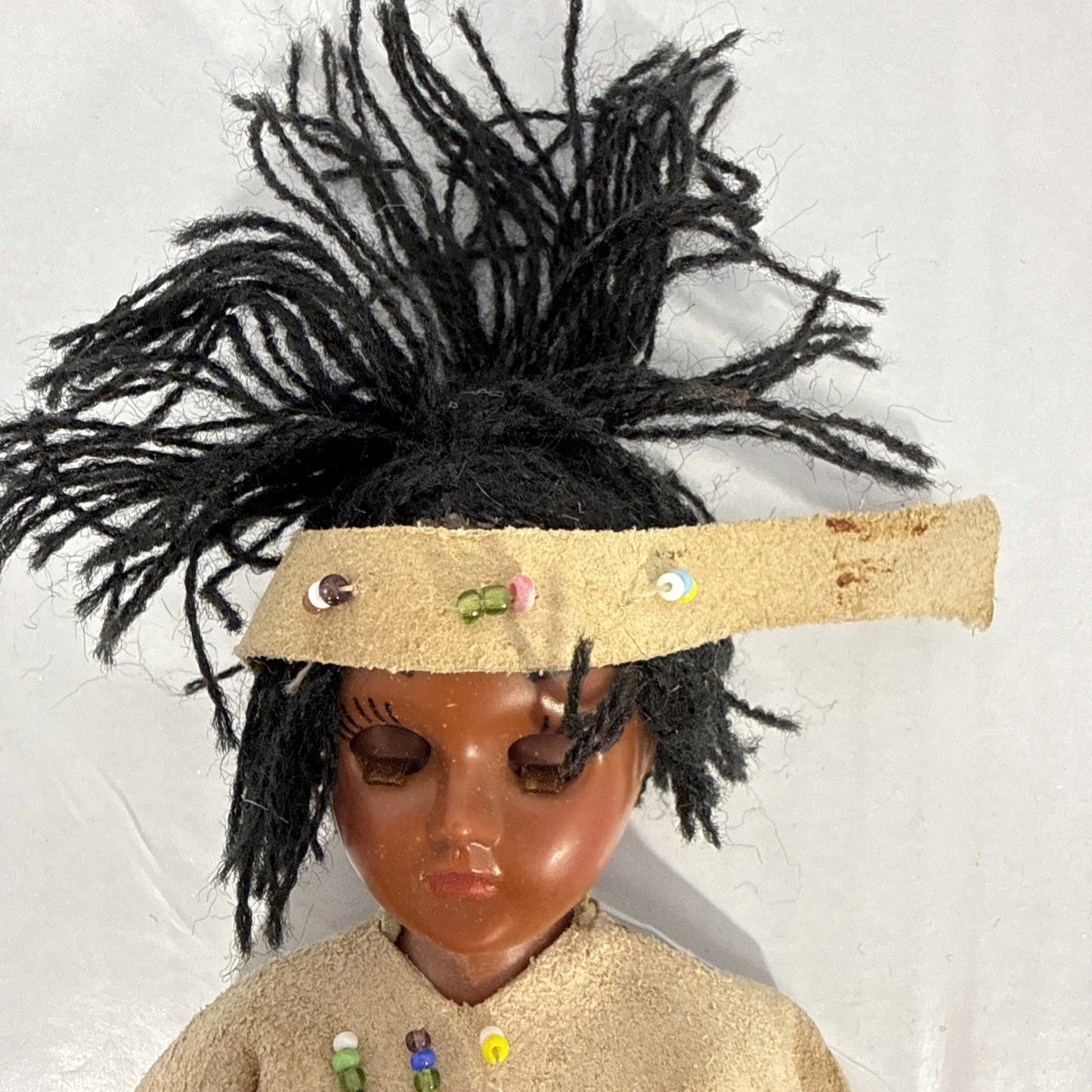 Vintage Native American Doll Papoose Baby Sleep Eyes Souvenir Doll