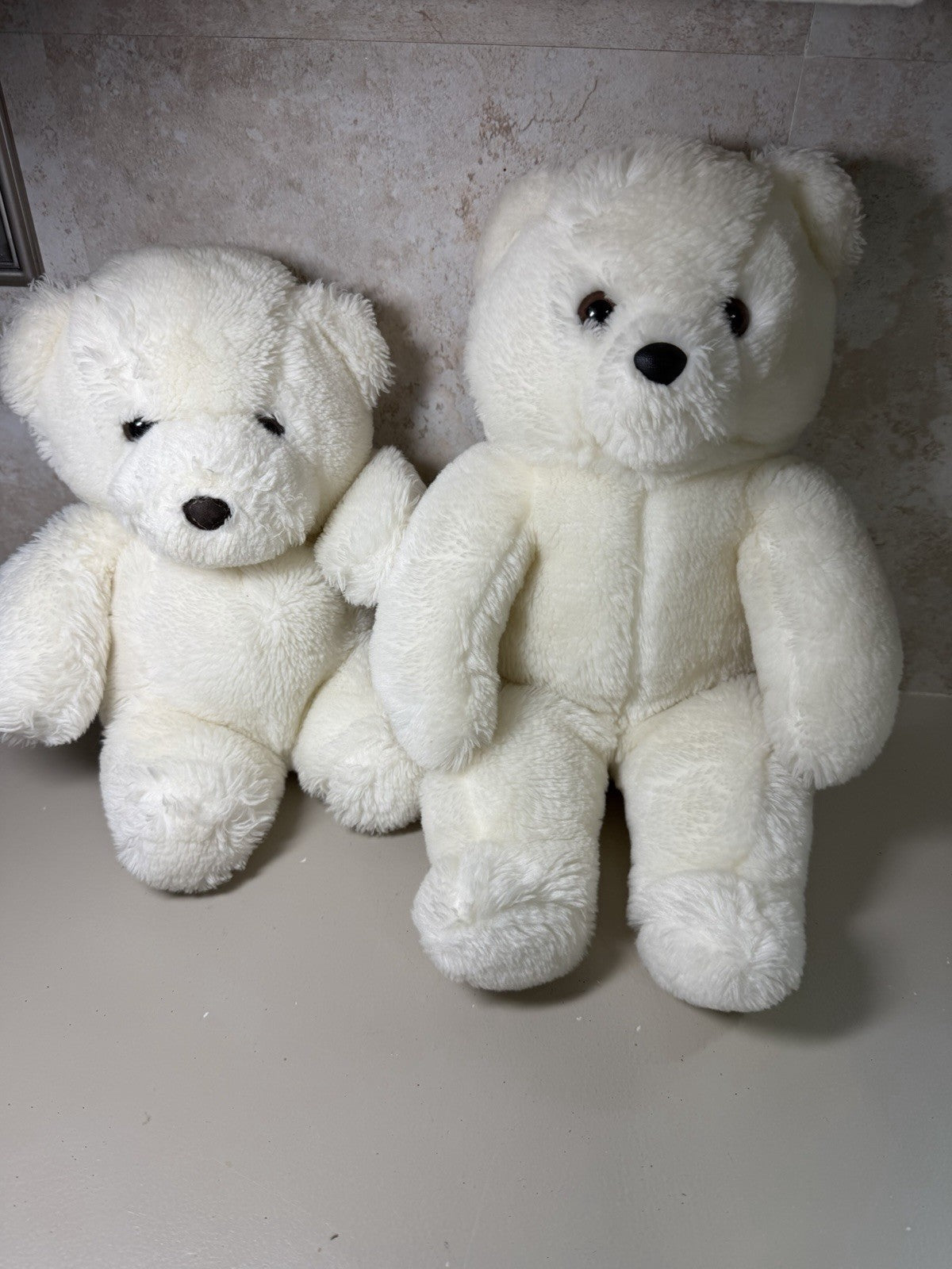 Vintage Princess Soft Toys White Teddy Bear Plush Lot 2 Stuffed Animal Bears