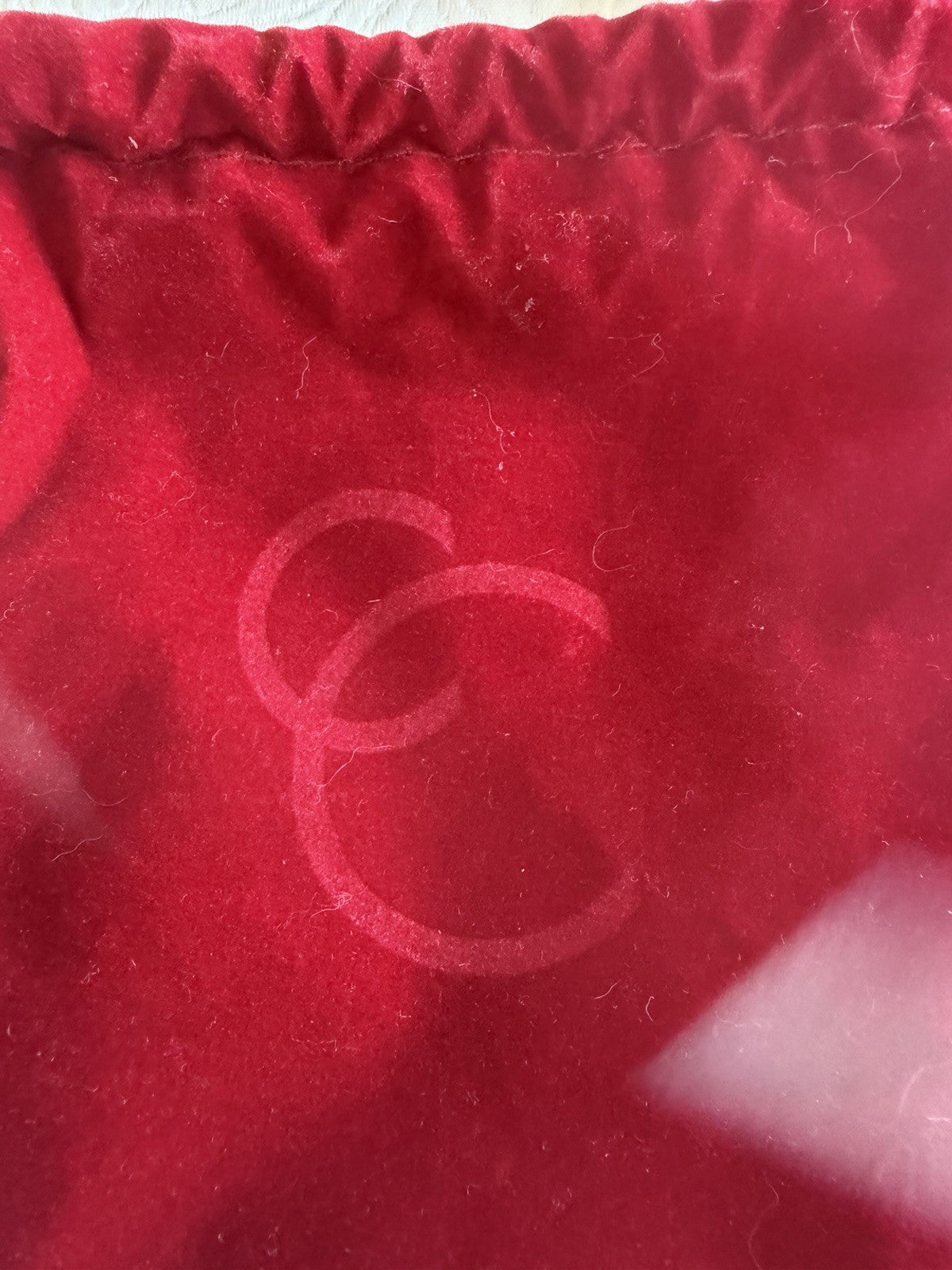 Lot of 2 Chanel Vintage Red Velvet Jewelry Pouches Drawstring Gift Bags CC