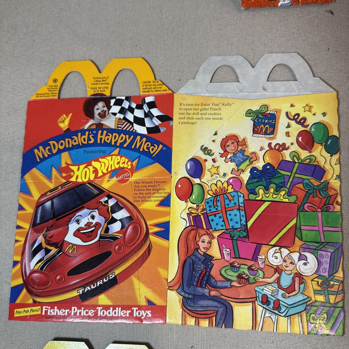 Vintage McDonalds Taco Bell Kids Meal Box Lot 10 Barbie Ariel Shaq Looney Toons