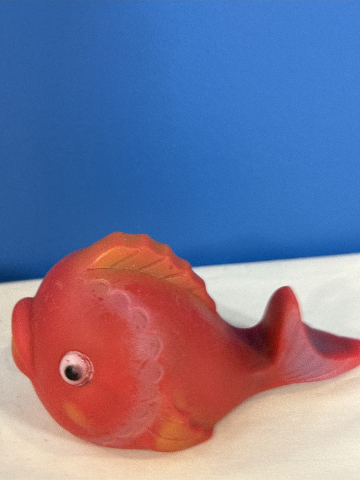 Vintage 1979 Baby Squeaky Toys Lot 3 Yellow Lion Green Elephant Red Fish 3-4in