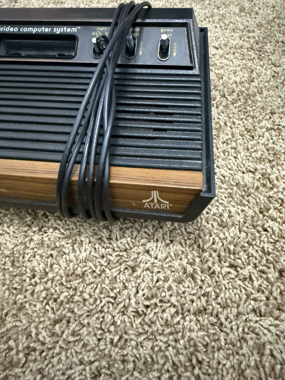 Atari 2600 Woodgrain Console 2 Controllers Paddles Pac Man Combat Games Bundle