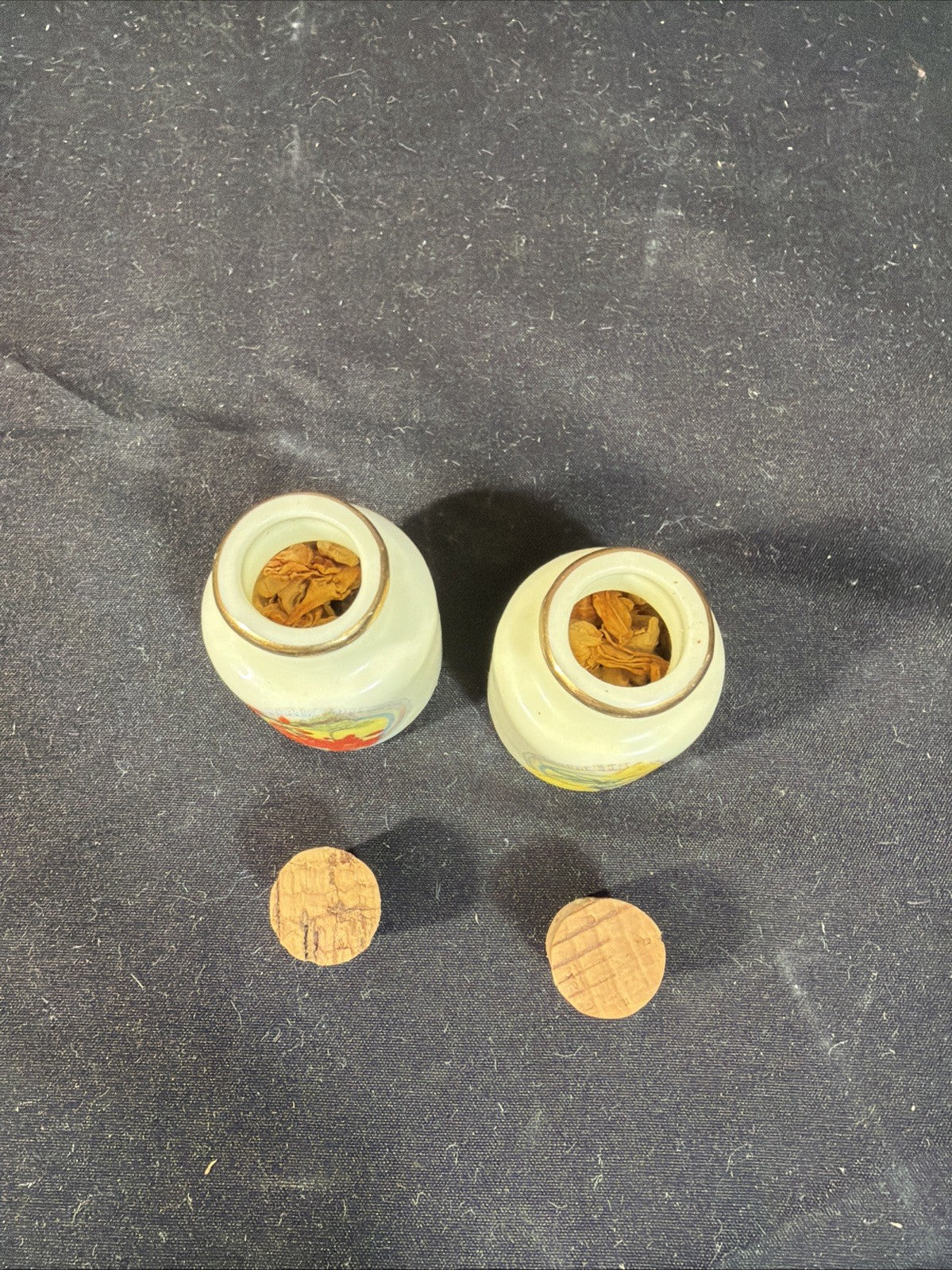 1987 Enesco Miniature Potpourri Bottles Set Floral Ceramic Corks 2"