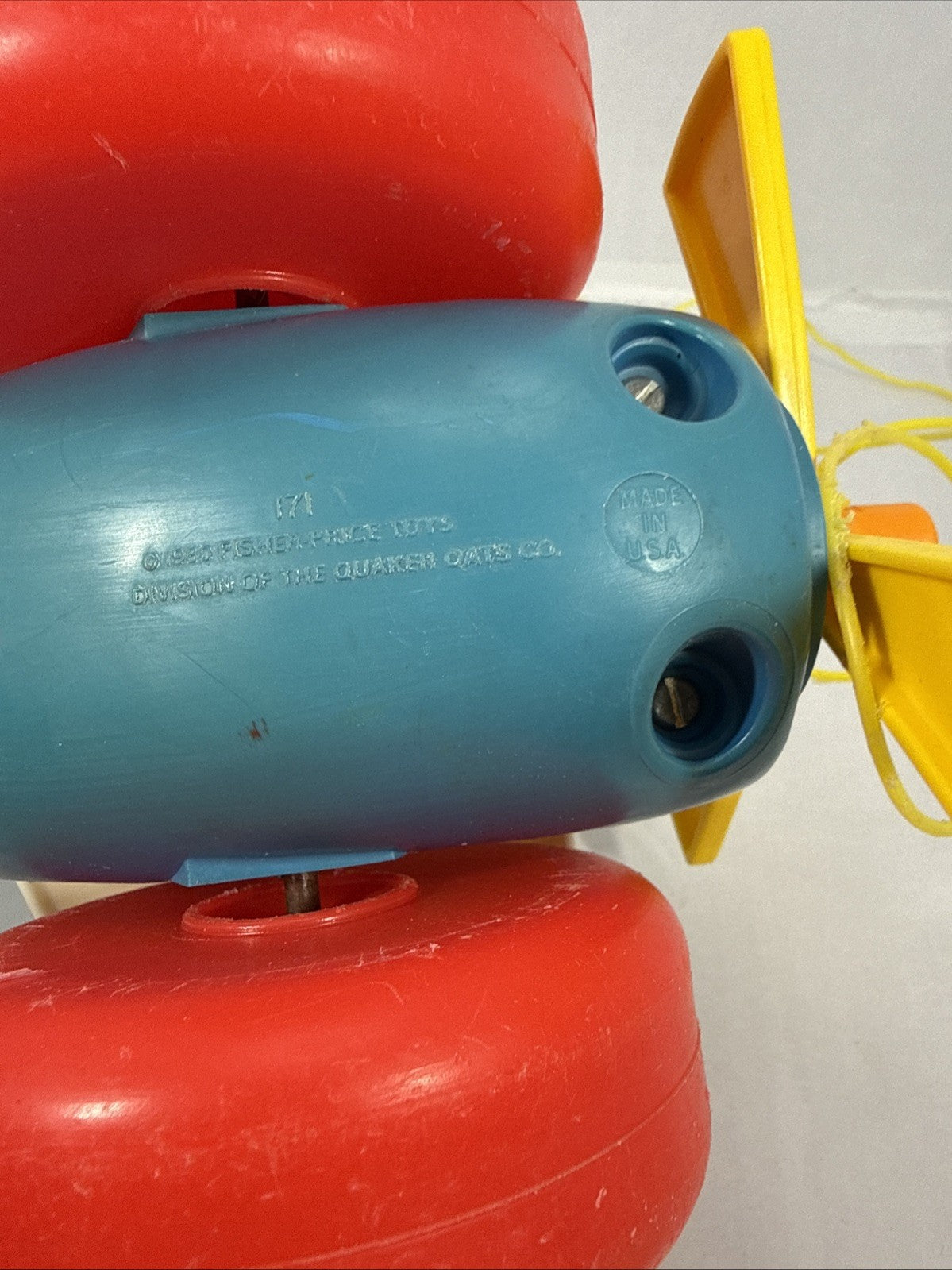 Vintage Fisher Price Airplane Pull Toy 171 Sound Motion Works Plane