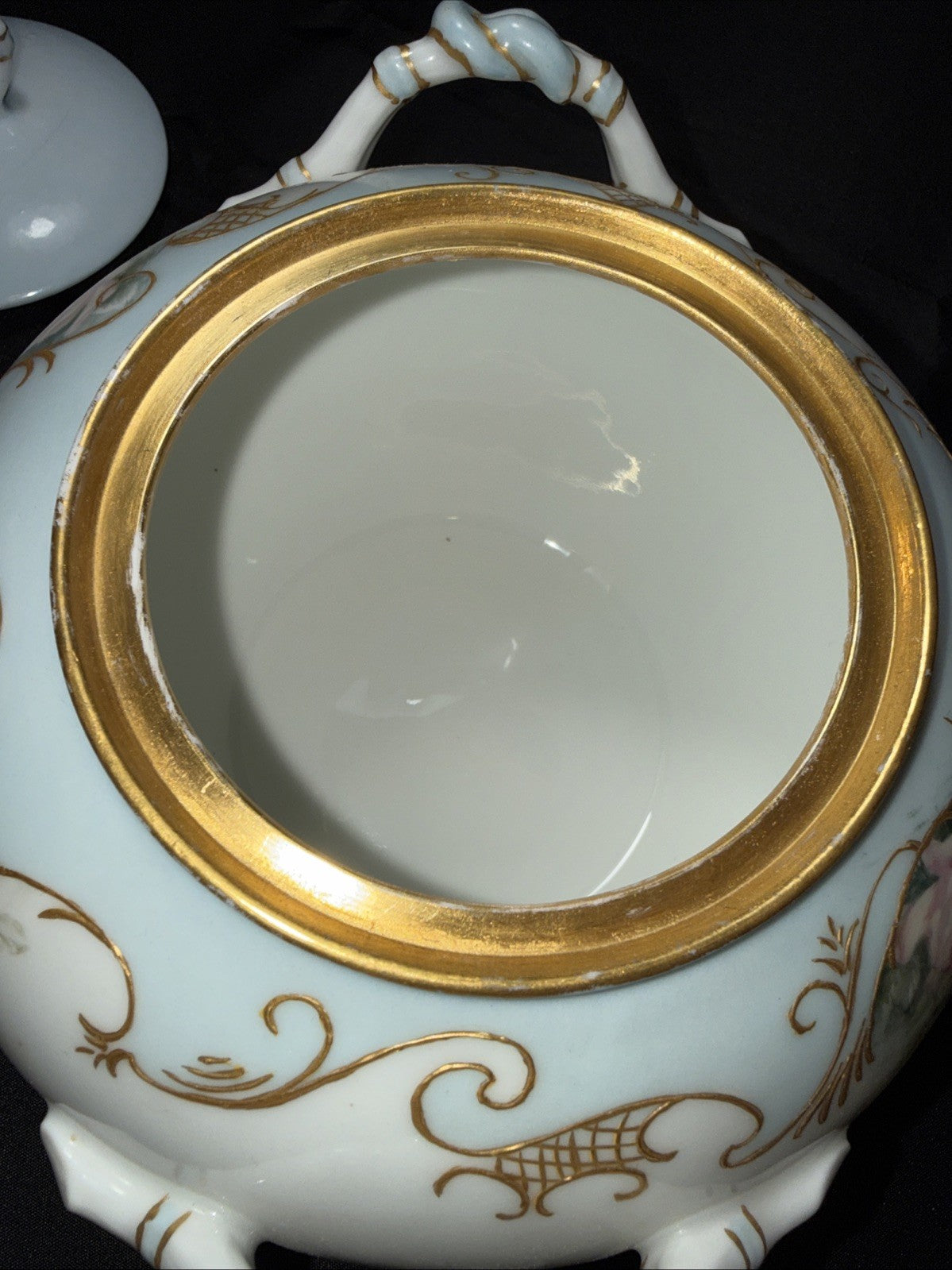 Antique Jean Pouyat Limoges France Hand Painted Creamer & Sugar Bowl Set Elegant