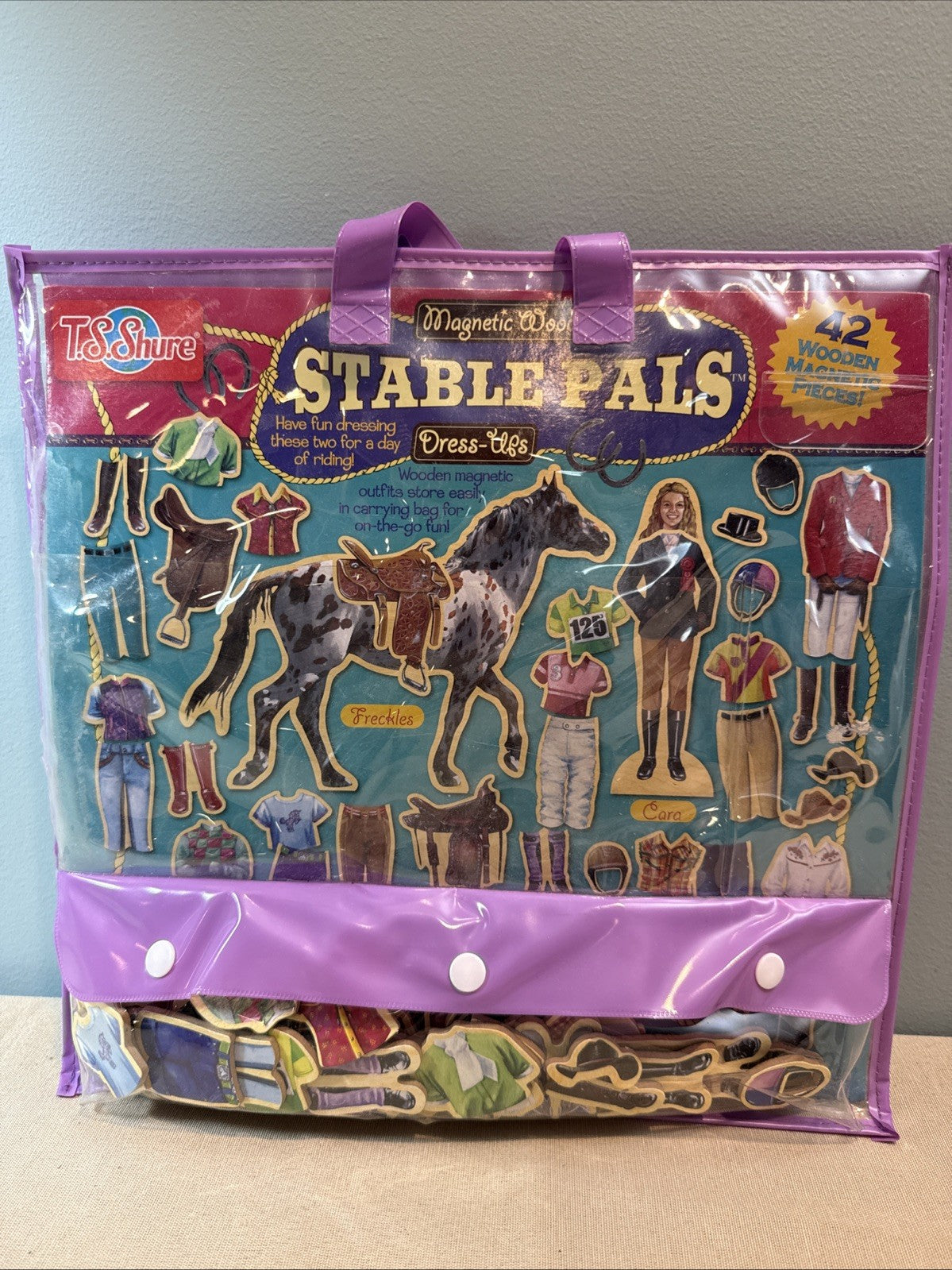 T.S. Shure Stable Pals Magnetic Wooden Dress Up Set 42 Piece Horse Toy