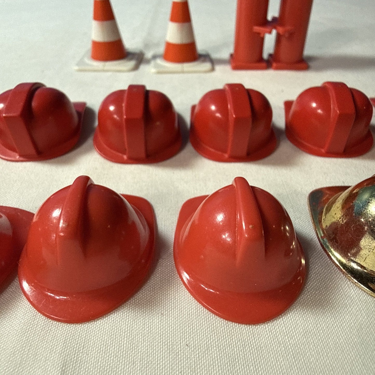 Vintage Playmobil Firefighter Construction Helmets Tools Accessories Lot 1970s
