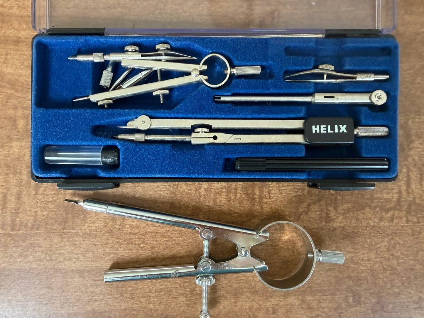Vintage Helix Drawing Drafting Compass Tool Kit Made in Italy Blue Case Complete