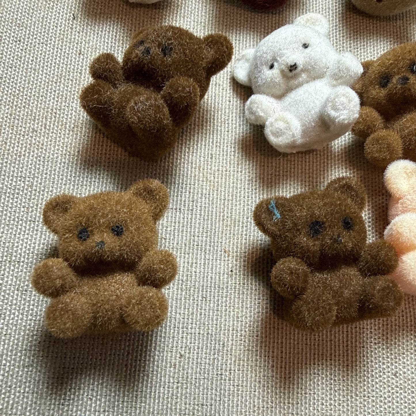 Lot of 42 Flocked Fuzzy Miniature Teddy Bears 1” Vintage Crafting Minis Dioramas