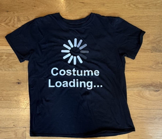 Costume Loading T-Shirt Funny Lazy Halloween Party M-L Size Tee Shirt Black