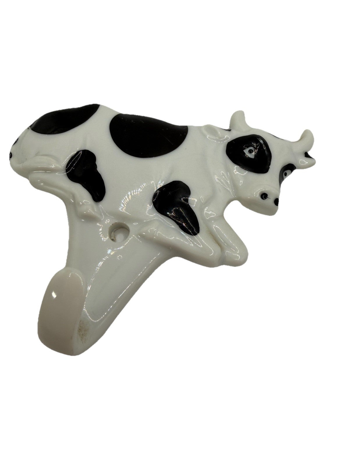 Vintage Takahashi Black White Cow Wall Hook Hand Painted Ceramic