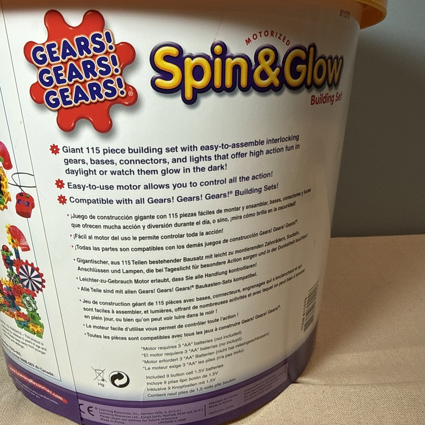 Gears Gears Gears Spin n Glow Learning Resources Motorized Play Set Complete