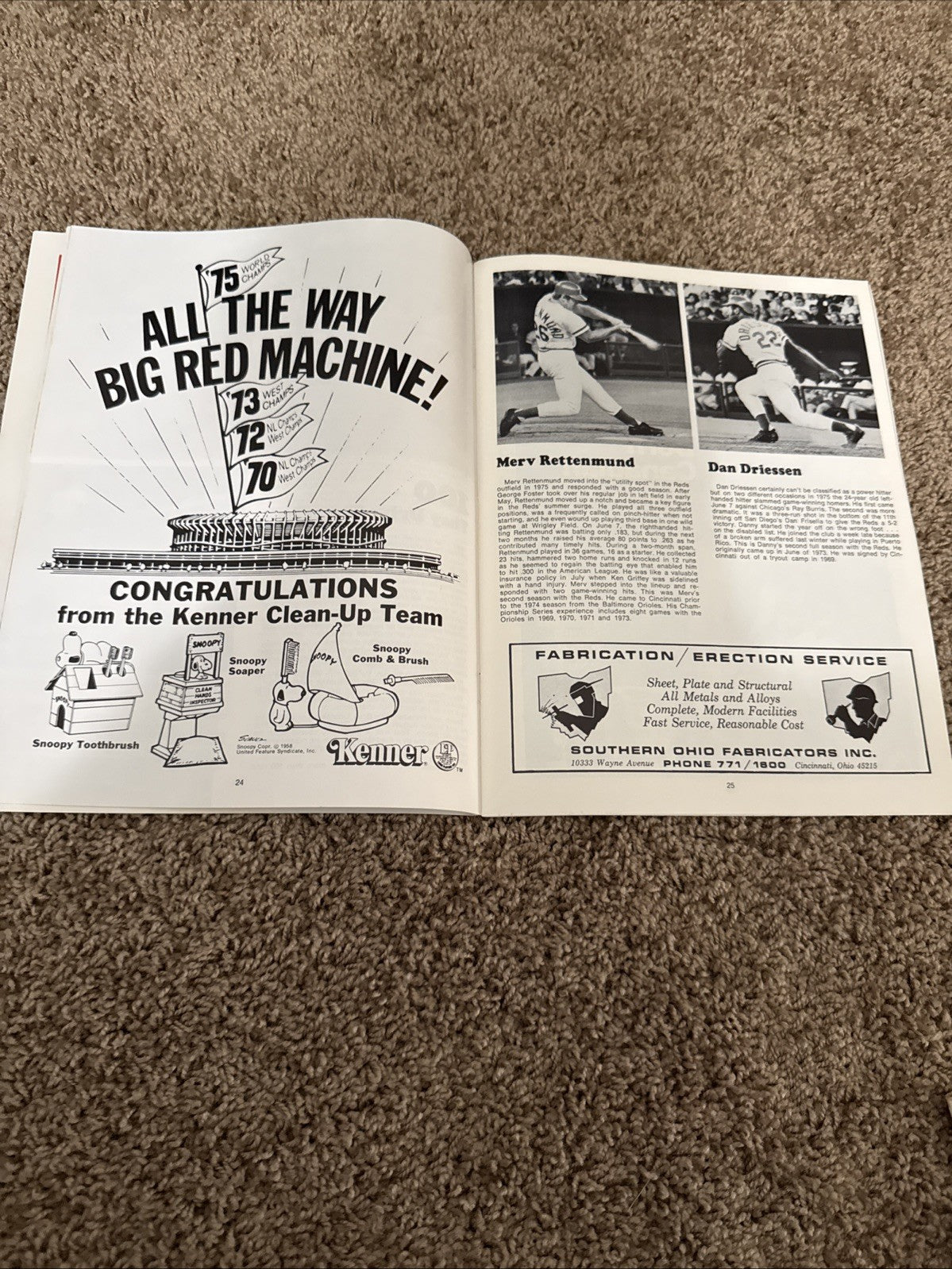 1975 NLCS Program Cincinnati Reds Pittsburgh Pirates Riverfront Stadium MLB
