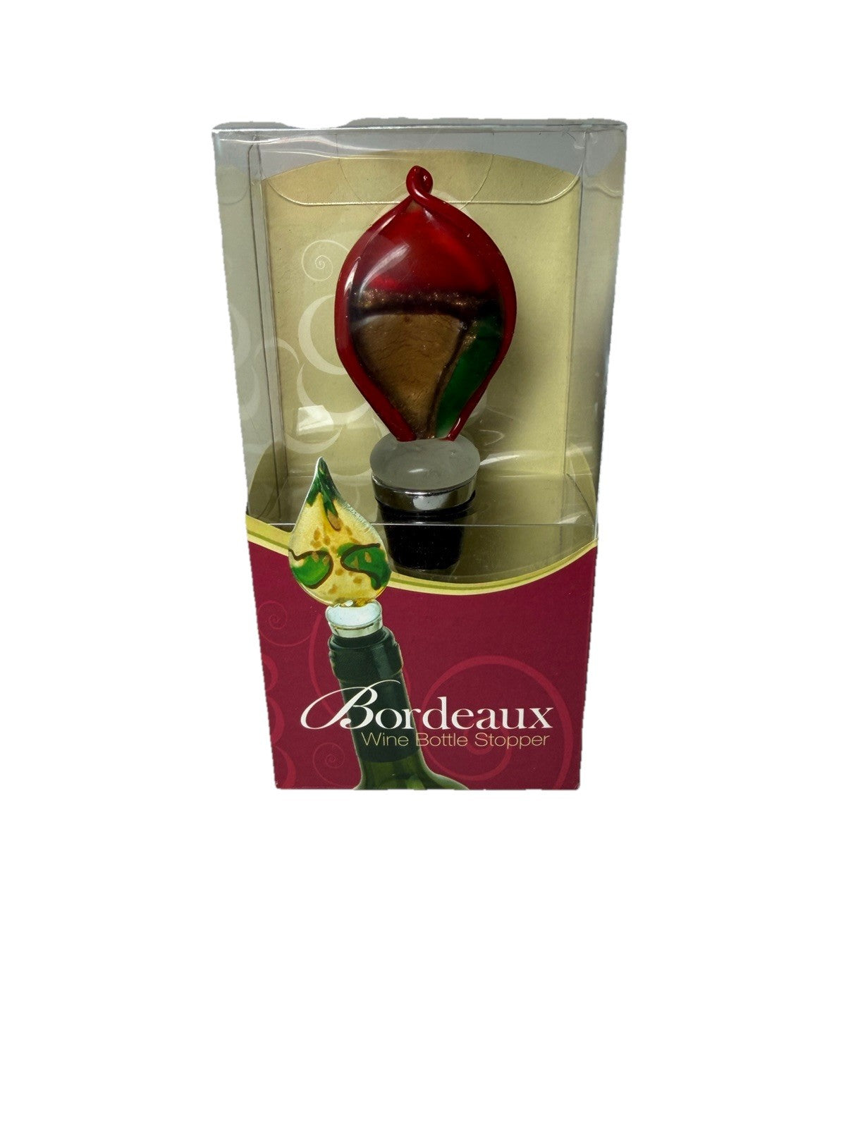 Bordeaux Wine Bottle Stopper Art Glass Ornament Artisan Hand Crafted New