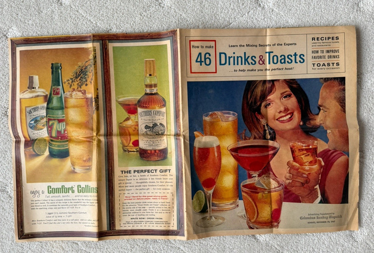 Vintage 1967 Columbus Sunday Dispatch 46 Drinks Toasts Cocktail Recipe